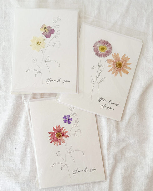 Rosy Rings - Thinking of You - Margaret Pressed Floral Stationery